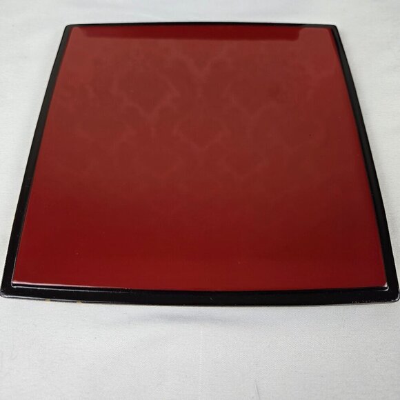 Japanese Jubako Stacked Box Brown w/Red Lacquer Interior Bunnies and Flowers - Picture 10 of 15